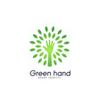 hand emblem with leaves in the form of rays vector image