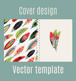 cover design with feathers pattern vector image vector image