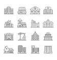 city buildings linear icons set vector image
