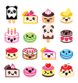 cute kawaii dessert - cake macaroon ice-cream ic vector image vector image