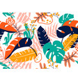 tropical seamless leaves pattern vector image
