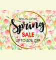 watercolor flower spring sale with gold circle vector image