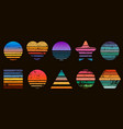 retro striped sunset prints in heart star vector image