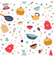 seamless pattern with kitchen items gastronomy vector image vector image