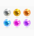 bright glowing disco balls set isolated on white vector image