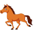 cartoon brown horse running on white background vector image