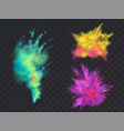 set of powder explosions for holi fest vector image