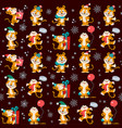 holiday seamless pattern with cute funny li vector image
