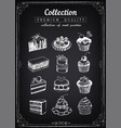 set hand-drawn icons pastries collection vector image vector image