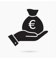 hand and a bag of euros icon on white background vector image