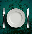 ceramic plate fork and knife vector image vector image