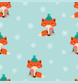 winter pattern with fox vector image vector image