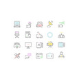 set flat line icons television vector image