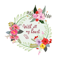 with all my heart stylish floral card in bright vector image