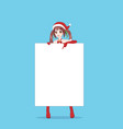 japanese asian woman holding white big sign board vector image