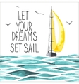 sailboat in the sea and seagulls around vector image