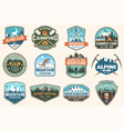 set mountain expedition and summer camp patches vector image