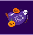 halloween holiday pumpkin skull bat and broom vector image vector image