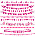 pink garland and flags set isolated on white vector image vector image