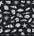 hand drawn shells on black background vector image