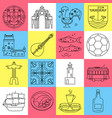 portugal icons set in thin line style vector image