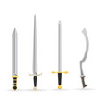 set of realistic sword warrior with metal shield vector image