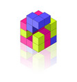 colour isometric cube with reflection vector image vector image