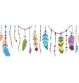 tribal feather banner aztec feathers seamless vector image
