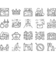 treasure golden jewels in chest icons set vector image