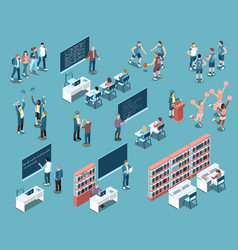 University isometric set Royalty Free Vector Image