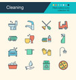 cleaning icons filled outline design collection vector image vector image