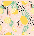 fruit seamless pattern lemons with branches vector image vector image