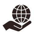 globe in hand icon symbol for save earth vector image vector image