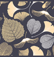 high detail skeleton leaf seamless pattern vector image