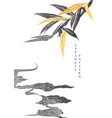 japanese background with bamboo leaf and cloud vector image