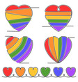 set of lgbt hearts continuous line drawings love vector image