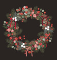 beautiful christmas decorative wreath pine vector image