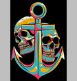 anchor and skull on black background vector image