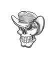 cowboy skull in hat isolated dead bandit or robber vector image