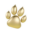 golden paw print of animal logotype or icon vector image