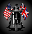 biker with american and british flags vector image