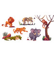 cartoon wild animals in zoo or safari park set vector image