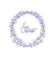 lavender color flowers decorative wreath with hand vector image vector image