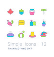 set simple line icons thanksgiving day vector image