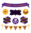 halloween design elements in purple and yellow vector image