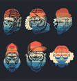 monkey smoke collection retro vector image vector image