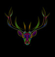 engraving stylized psychedelic deer on black vector image