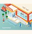 supermarket outdoor isometric background vector image vector image