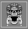 vintage skull wearing retro helmet holding gun vector image