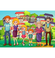 a hilltop with big family vector image vector image